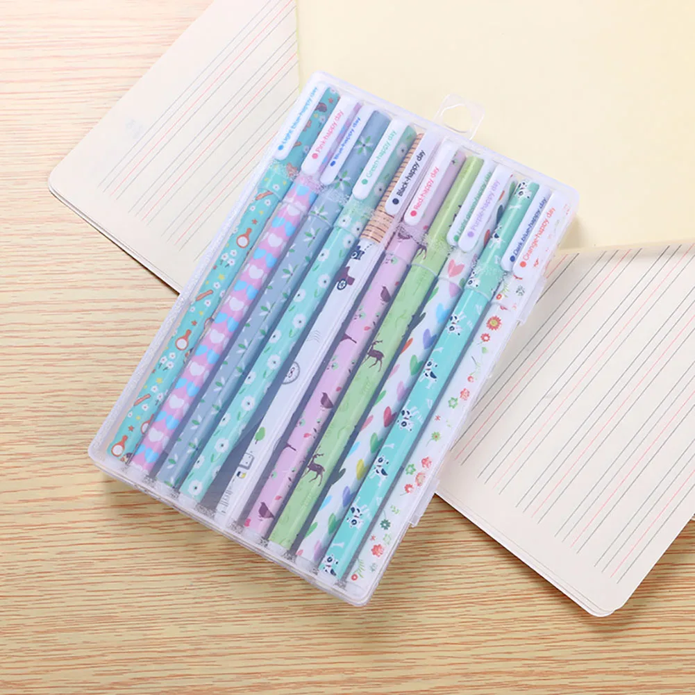 

10pcs Colorful Pens Set Multi Color Gel Ink Pens Vintage Roller Ball Pens 0.38mm Ballpoint Stationery Gifts