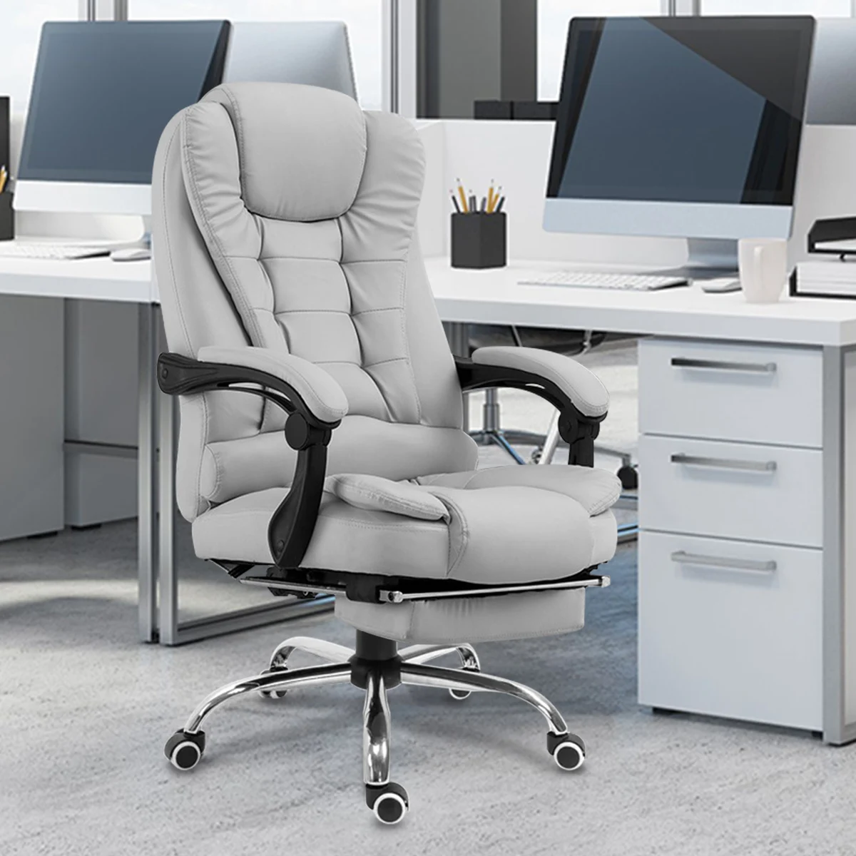 Cadeira de escritório ergonômica Python Fly, encosto ajustável, cadeira de lazer cinza, mobiliário de escritório