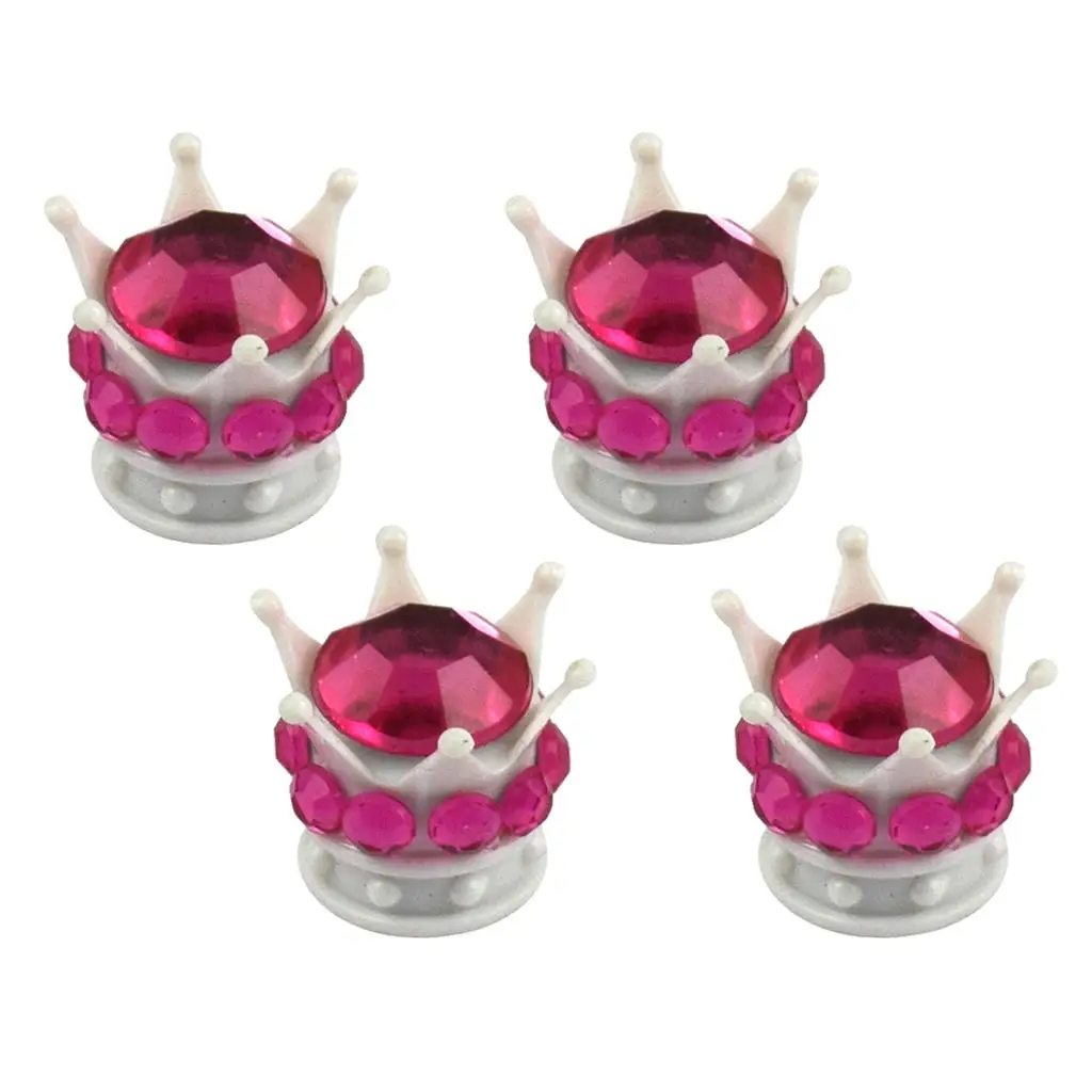 4 Piece Crown Bling Vehicle Decor Princess Rhinestone Tire Air Valve Stem Caps, Car Decoration Tire/Wheel