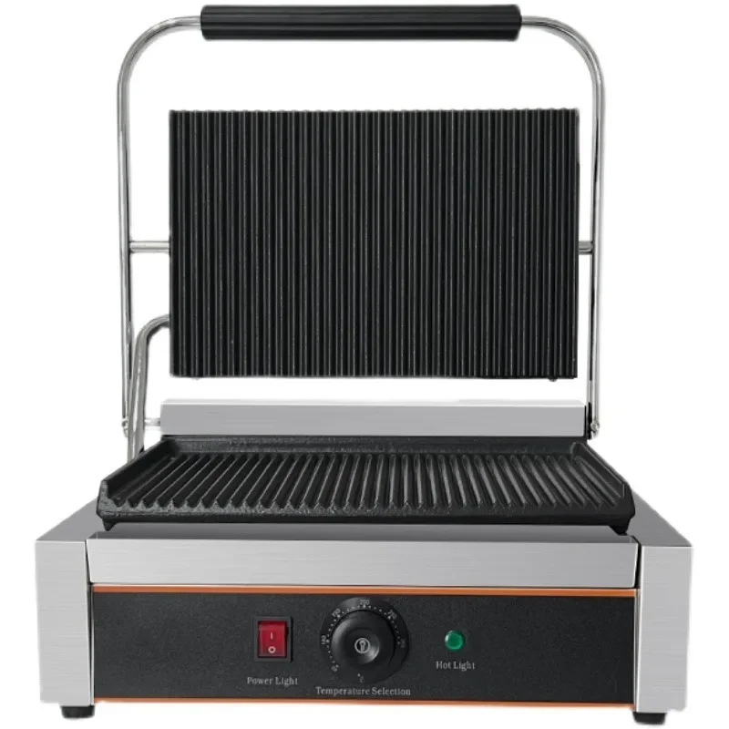Commercial electric panini machine single head double head pressing plate grilling oven frying sandwich machine barbecue