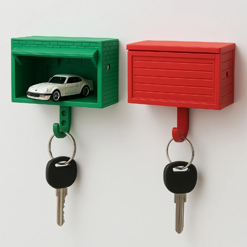 3D Gedruckt Auto Garage Schlüssel Halter Mit Öffnung Tür Wand Schlüssel Organizer Selbstklebende Lagerung Box Für Home Office