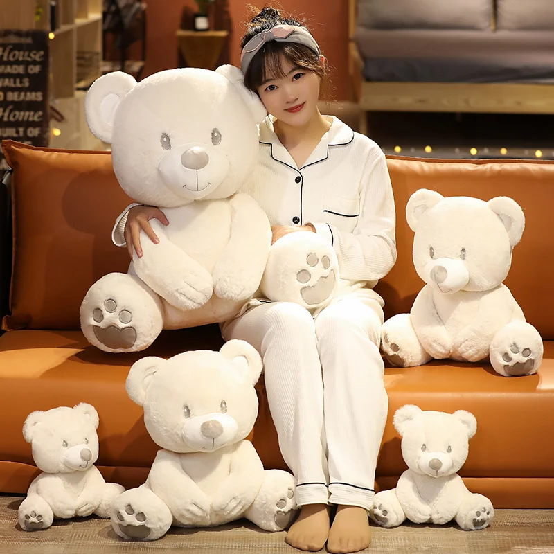 25cm 고품질 화이트 베어 봉제 인형 부드러운 인형 동물 테디 베어 플러시 장난감 소녀 발렌타인 애인 카와이 생일 선물