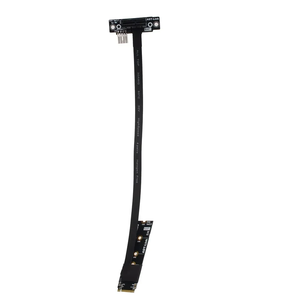 ADT-Link M.2 Key M SSD To PCIe 3.0 X1 Extension Cable Gen3 8G/bps PCI-Express Adapter Riser Card Cable for M2 NVMe Solid State