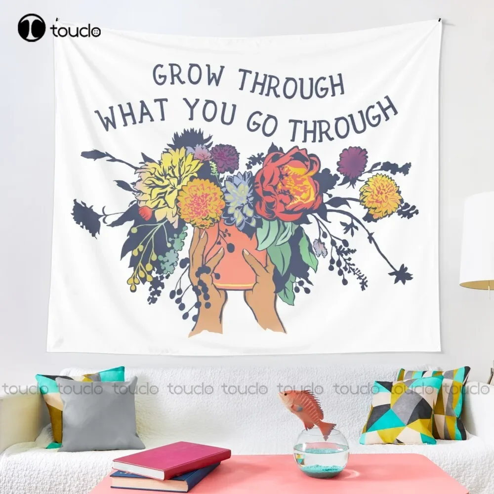 Grow Through What You Go Through Tapestry Japanese Tapestry Tapestry Wall Hanging For Living Room Bedroom Dorm Room Home Decor