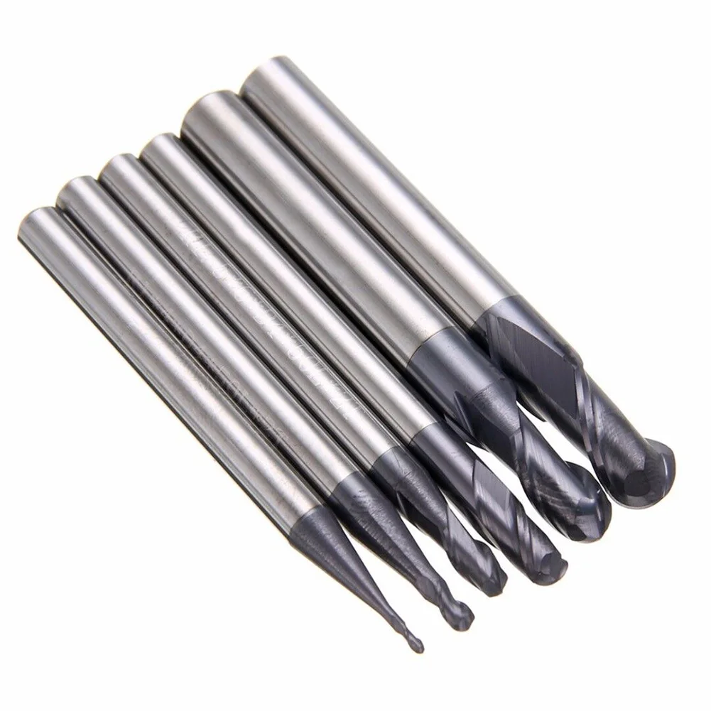 Nitriding Coated Tungsten Carbide 2 Flutes Ball Nose End Mill Set Designed for Moderate Cutting Resistance Versatile Usage