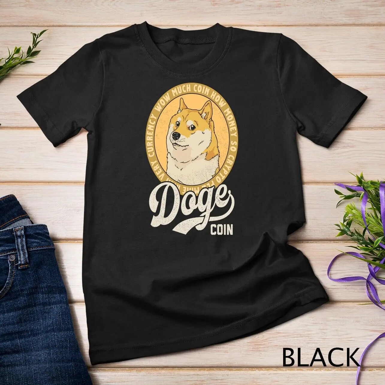 Dogecoin Doge Coin Logo Shiba Inu Dog Crypto Currency Meme Unisex T-shirt