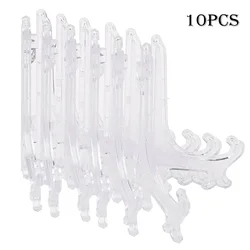 10pcs Plastic Display Plate Stand Easel Frames Pictures Bowls Holder Clear Black Transparent Plate Holders Tabletop Storage