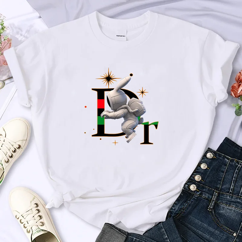 

Luxury Brand Rabbit For Women's High-Quality Summer Printing T-shirt 100% Cotton Casual Oversized Y2k Personality Sleeve O-neck