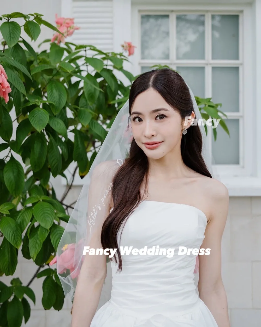 يتوهم كوريا بسيط فستان الزفاف التفتا كوريا حديقة التقطت الصور ألف خط ثوب الزفاف حمالة الظهر مشد مخصص #4