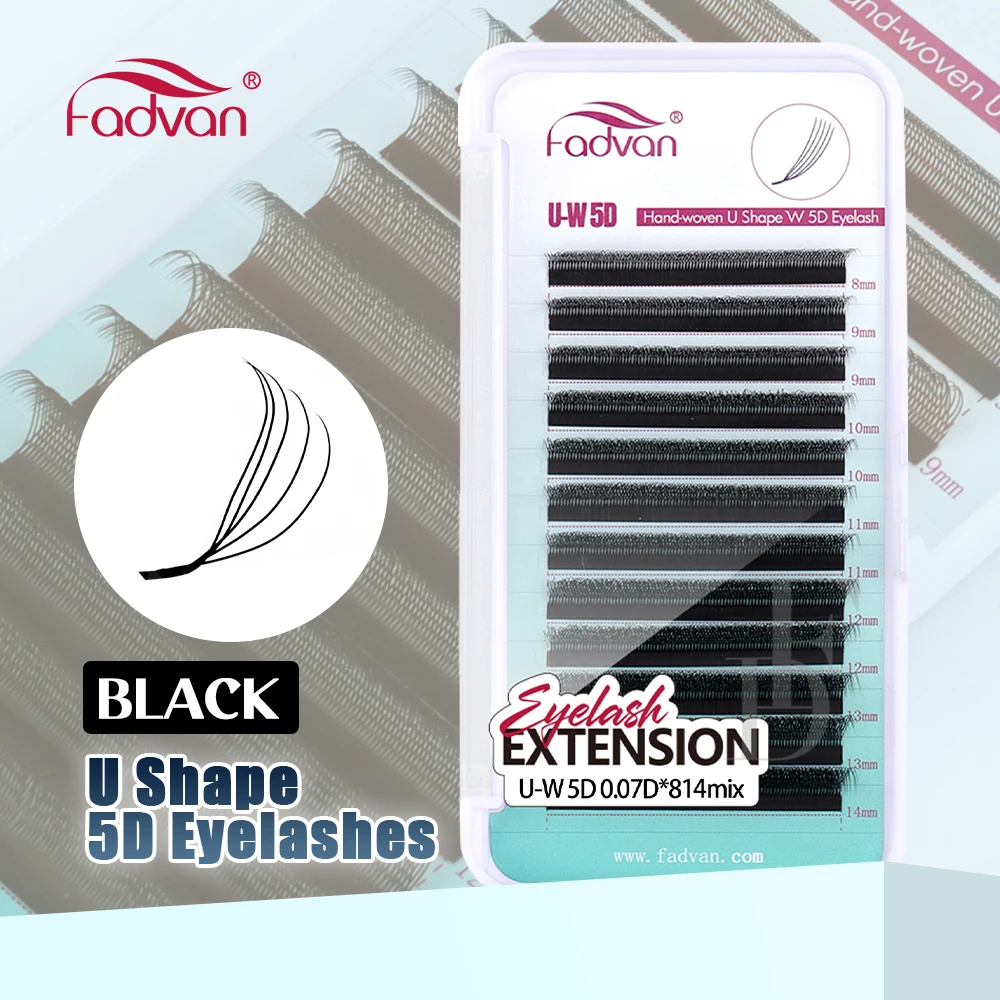 

FADVAN U Shape 5D Eyelashes Indivisual Cluster 5DW Lashes Matte Black Curl D MIX Size Volume Fans Natural Fox Mink Lashes Tools