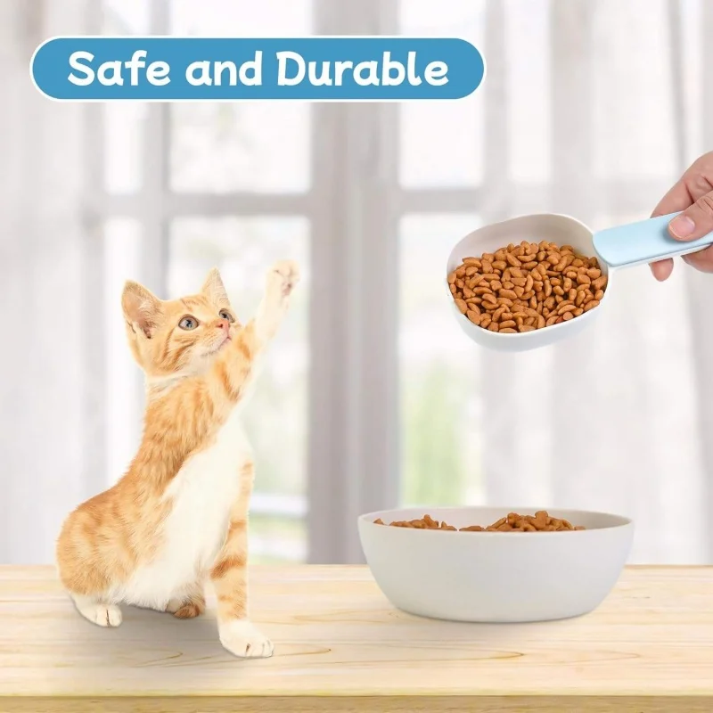 Pet Scooper Sealed Bag Clip Multifunctional Dog Cat Measuring Spoon Curved Design Feeding Shovel Easy Clean Convenient