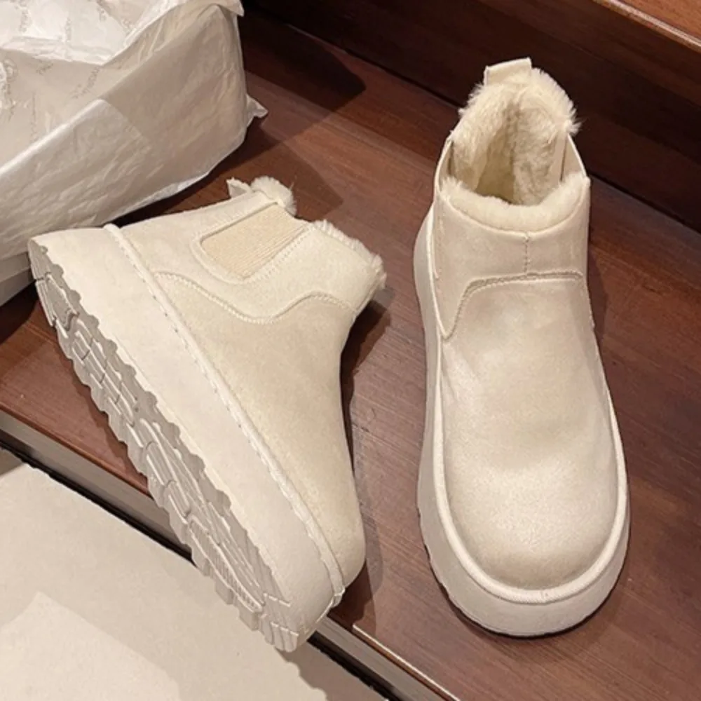 

Ботильоны для женщин. Новые зимние женские зимние ботинки на толстой подошве. Зимняя теплая хлопковая обувь с бархатными хлопковыми сапогами с круглой головкой.