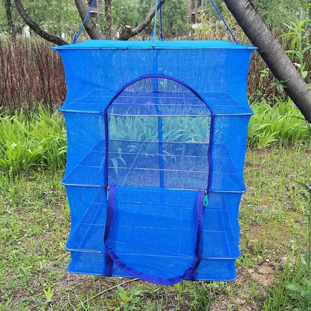 Fishing Net for Herbs Layers Drying Net 3 Layer with Zipper Non-toxic Dryer Bag Mesh Folding Dry Rack Drying Net Hanging Basket