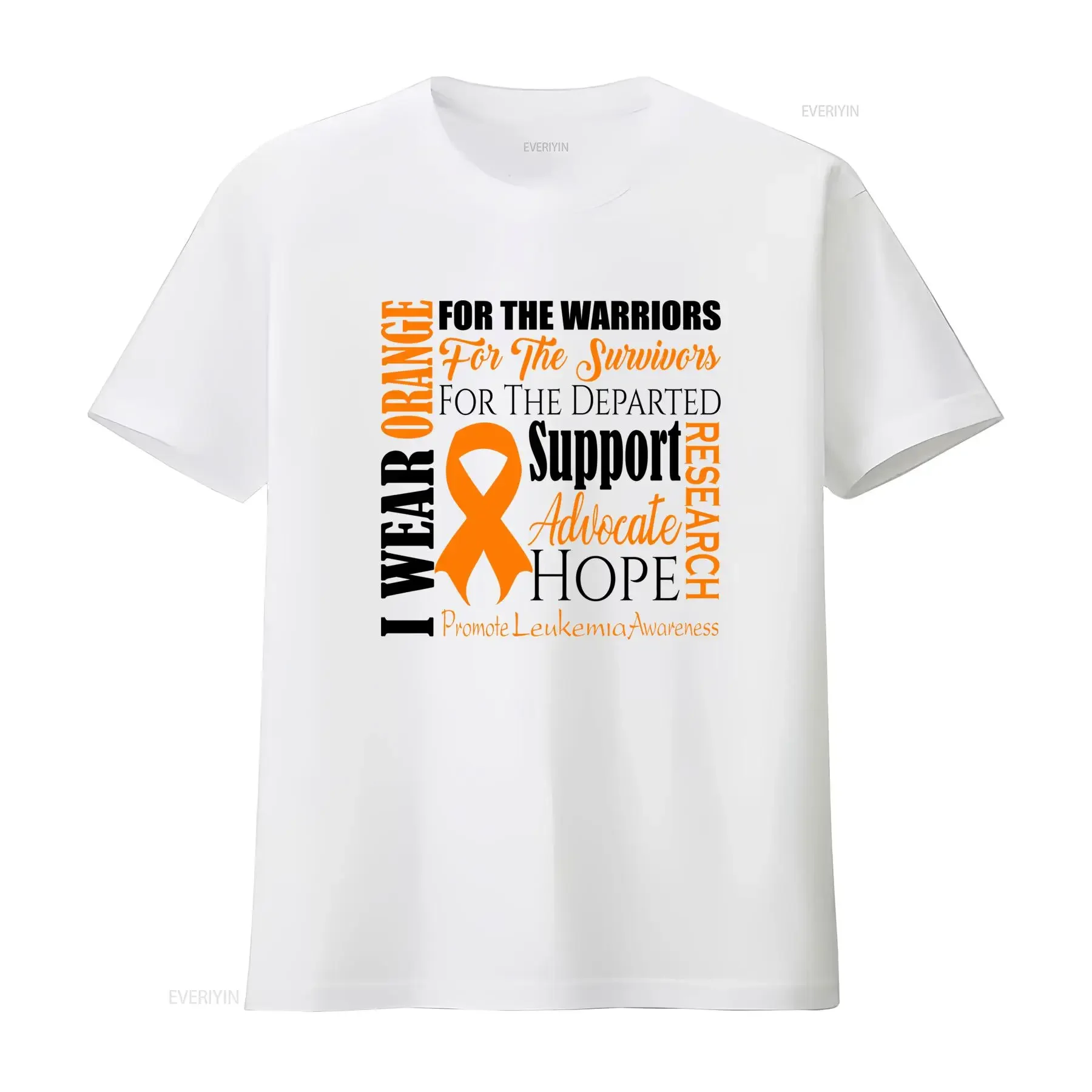 Leukemia Awareness Orange Ribbon Print For Survivors Advocate Research Casual T Shirt vintage Washed Slightly Stretched