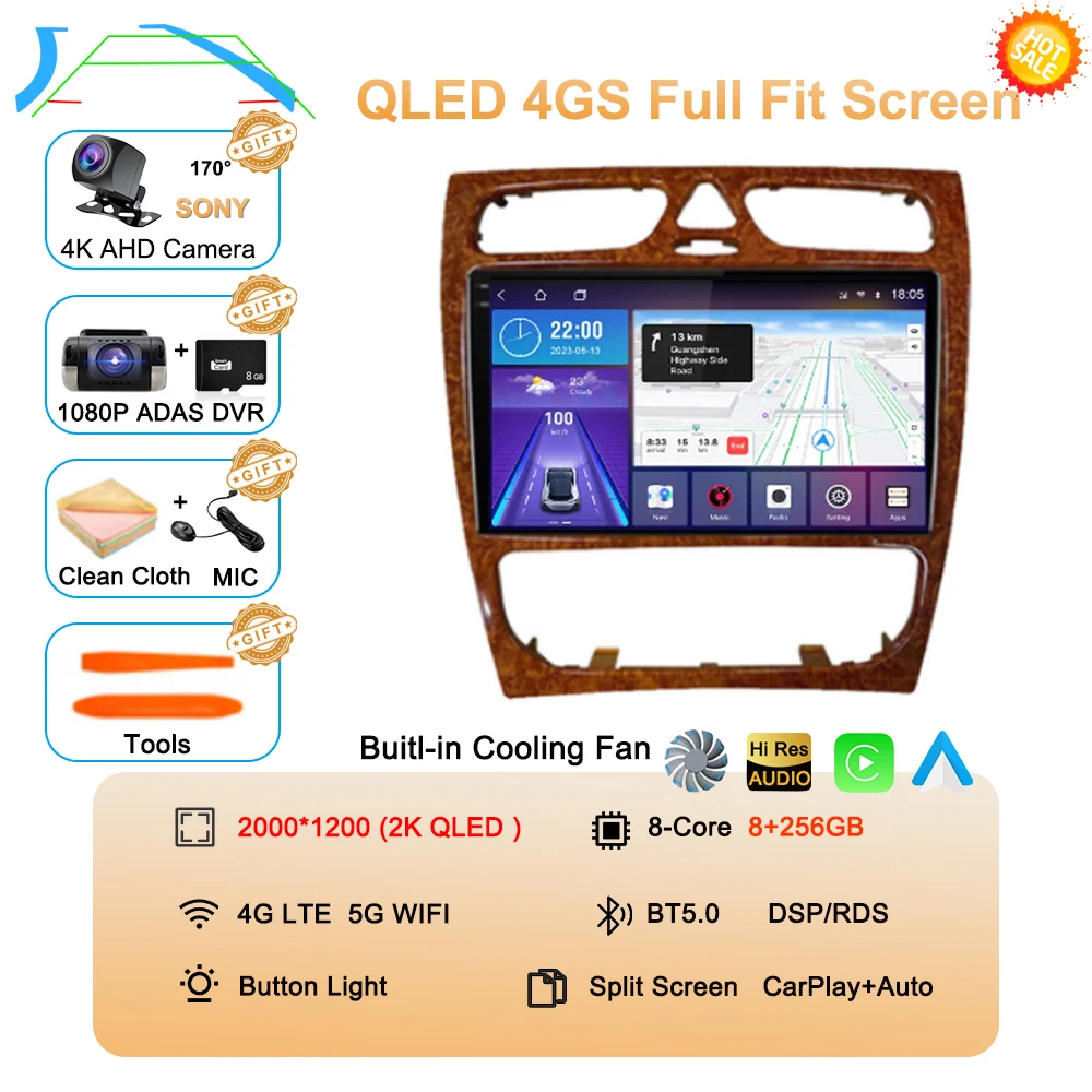 Android 16 autoradio multimediasysteem voor Mercedes Benz W203 Vito W639 Vaneo CLK W209 W210 CarPlay navigatie GPS 4G BT