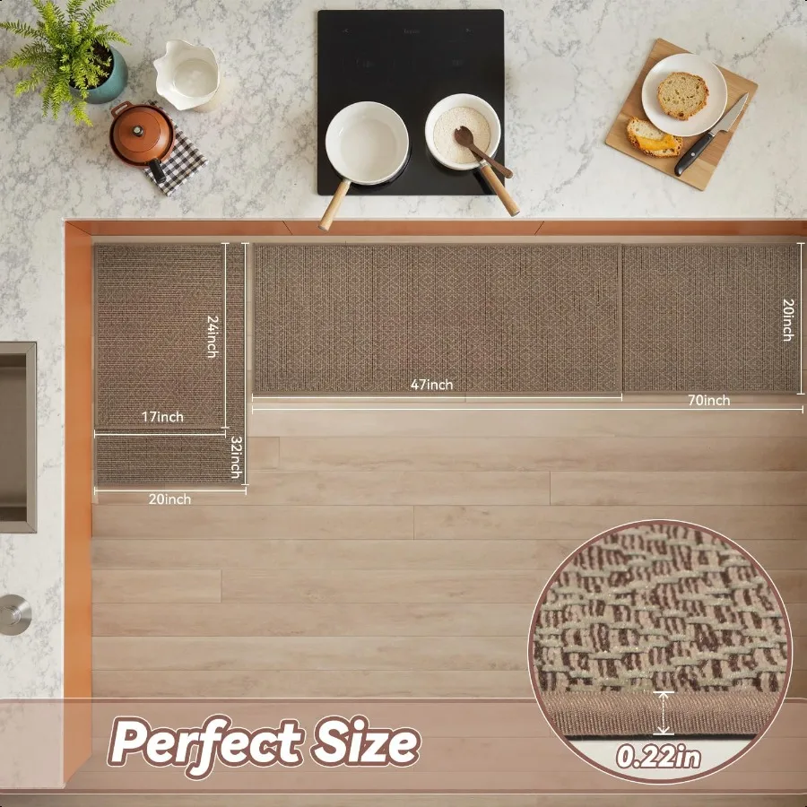 Kitchen Floor Mat Rubber Backed Kitchen Rugs Non Slip Washable er Absorbent Kitchen Mats for Floor Front of Sink 20"x32" Brown