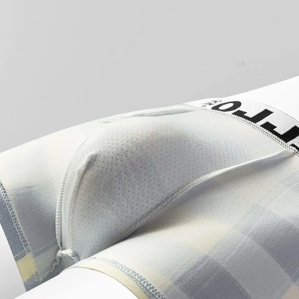 

5PCS Fashion Striped Grid Men Underwear Plaid Male Lingerie Boxer Shorts Mid-Waist Breathable Seamless Panties Four Seasons