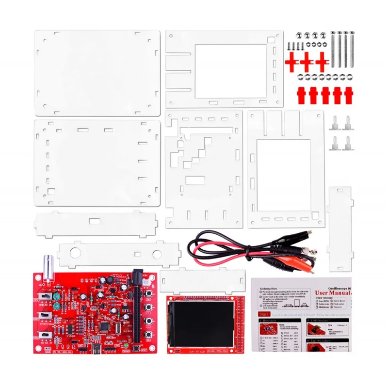 Fully Assembled Digital Osciloscope, 2.4-inch TFTde LCD Screen, Sondealligator Test, acrylic case
