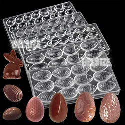 3D Easter Eggs Chocolate Mold Plastic Polycarbonate Chocolate Mold Bunny Rabbit Molds Confectionery Tools Cake Decorating Tools