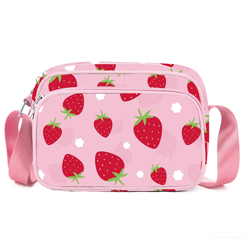 Crossbody Bag with Adjustable Strap Lightweight Messenger Bag with Zipper Closure Strawberry Print Shoulder Bag for Phone Coin