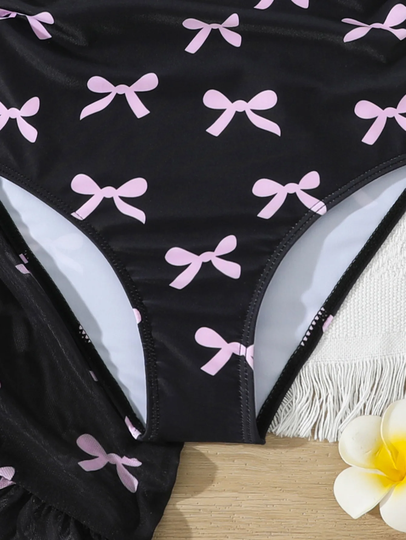 Neuer schwarzer Einteiler-Badeanzug für Mädchen mit Mesh-Wickelrock für ältere Mädchen, Badebekleidung für Teenager-Mädchen, Badeanzug – Detail 6