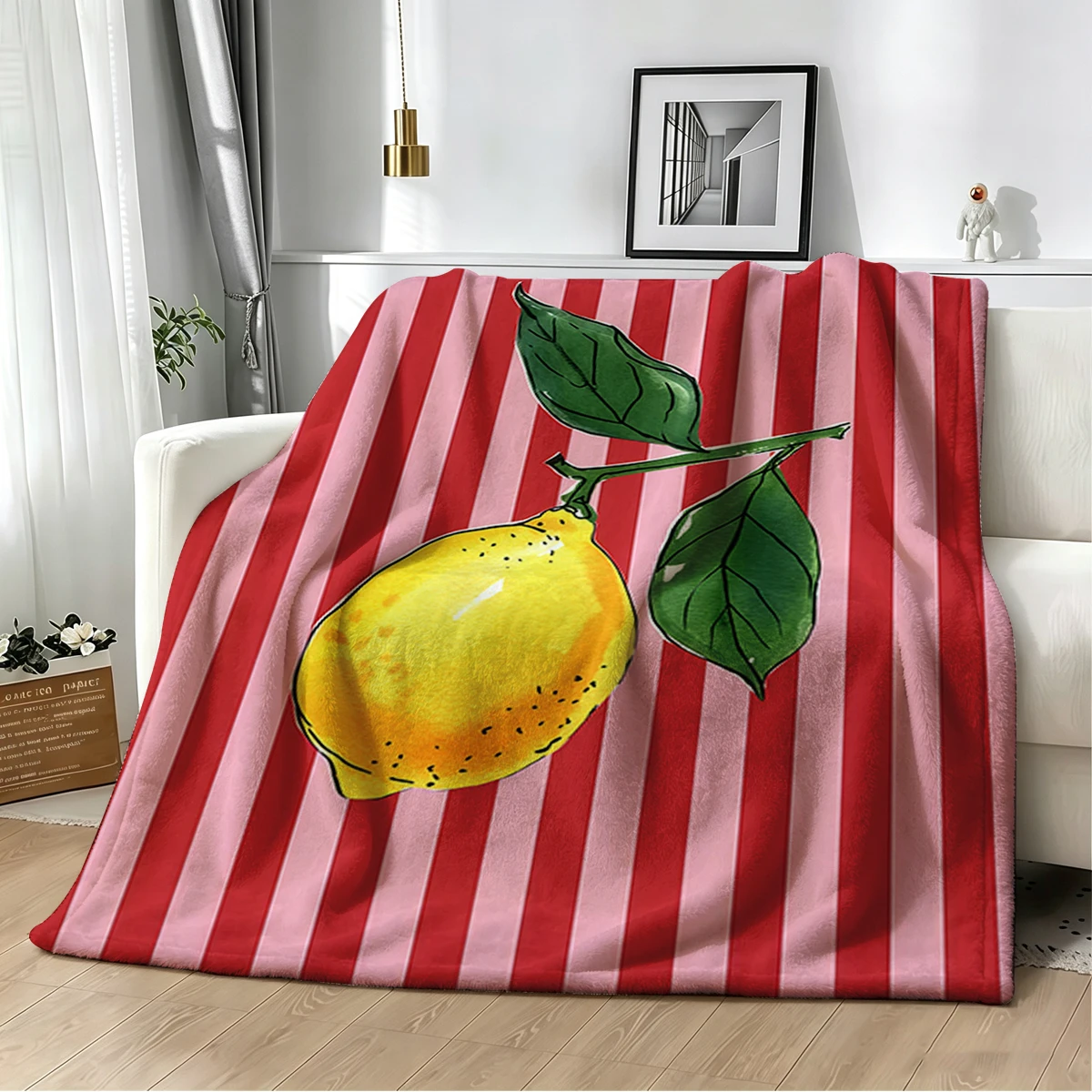 Lemon Bliss Flannel Blanket Warm Soft Halloween Christmas Couch Warm Cozy Decorative Decor Gift for All Season
