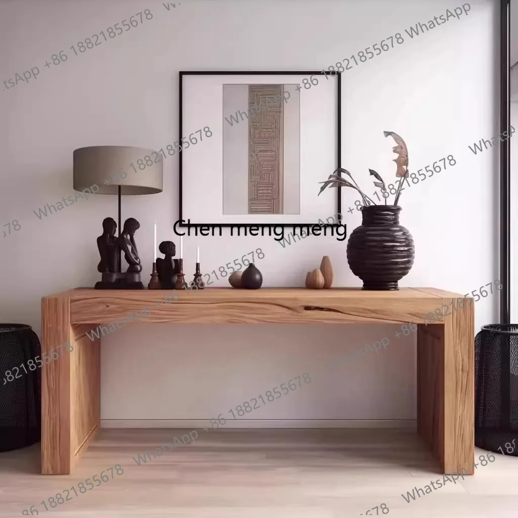 

Wabi Sandy Wind Solid Wood Entrance Table Designer High-end Entrance Table Against the Wall End View Table Ornament Side Cabinet