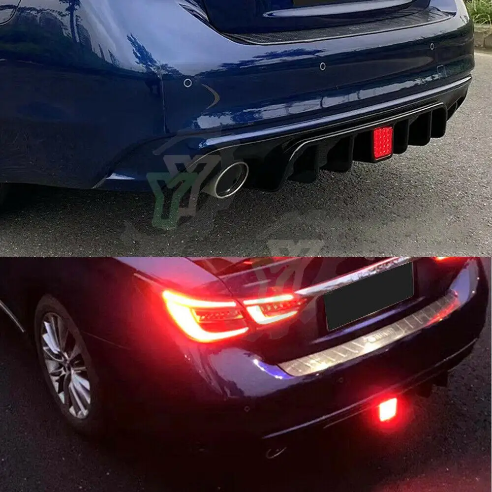 Car Accessories Rear Bumper Diffuser Spoiler with Indicator Light Posterior Lip Body Kit For Infiniti Q50 2018 2019 2020 2021