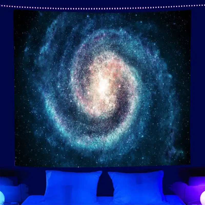 VIKAMA Psychedelic Universe Starry Sky Tapestry Atmosphere Fluorescent Wall Hanging Bedroom e-Sports Room Decoration