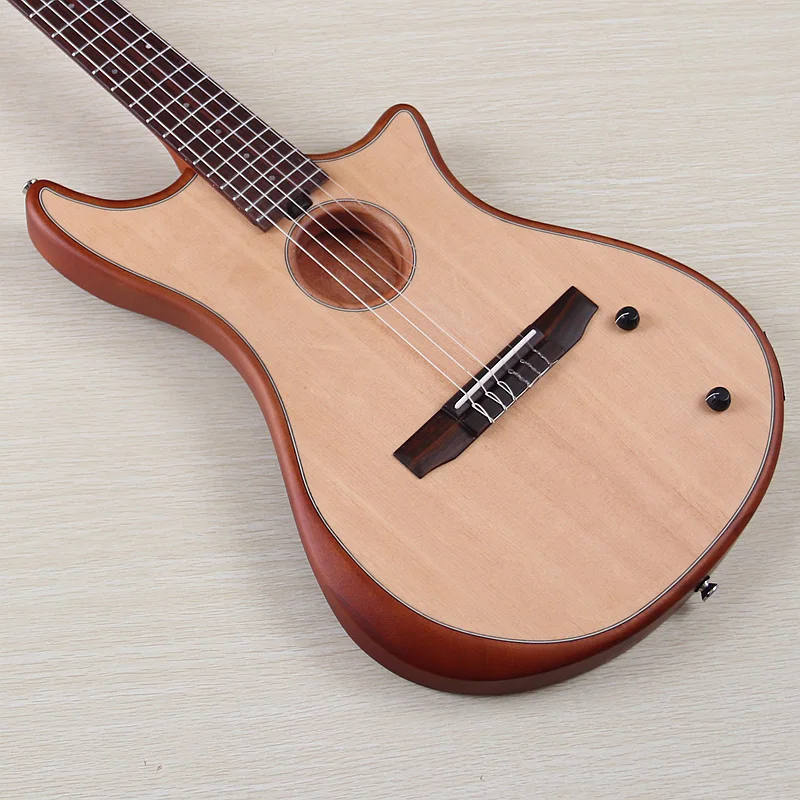 Klassische Silent-Gitarre mit massiver Fichtendecke, 39 Zoll, 6 Saiten, matte Nylonsaiten mit Tonabnehmer, geräuscharm, hohe Qualität