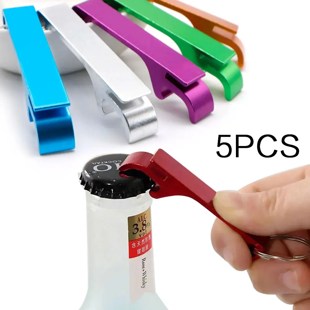 5Pcs Colorful Beer Bottle Opener with Key Chain Wedding Gifts For Guests Restaurant Promotion Giveaway Gift Wholesale