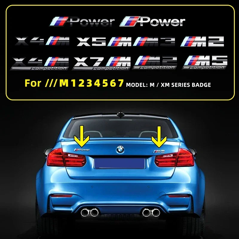 3D ABS Chrome Emblem Letters logo Car Trunk Badge Sticke for BMW M power Thunder Edition competition M1 M2 M3 M5 X3M X5M X7M