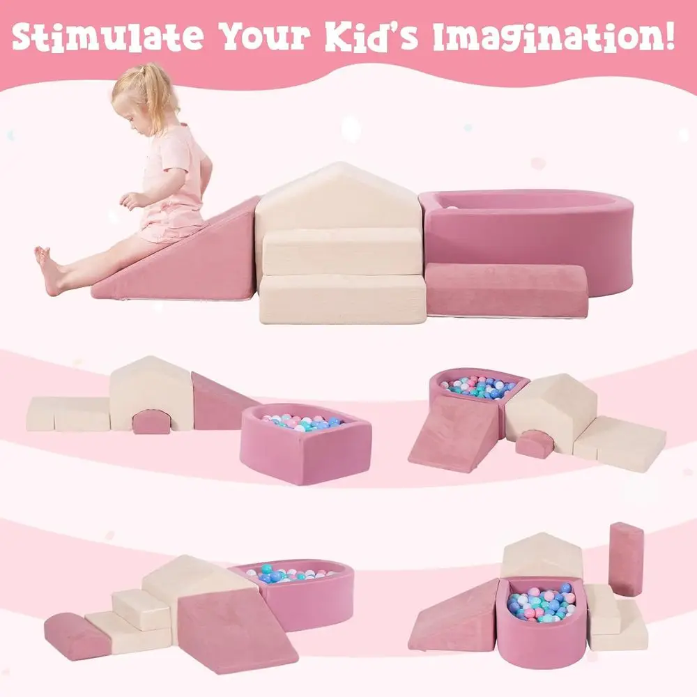 Ensemble d'escalade en mousse pour tout-petits, 5 pièces, avec fosse à balles, pour jouer en salle et développement de la motricité