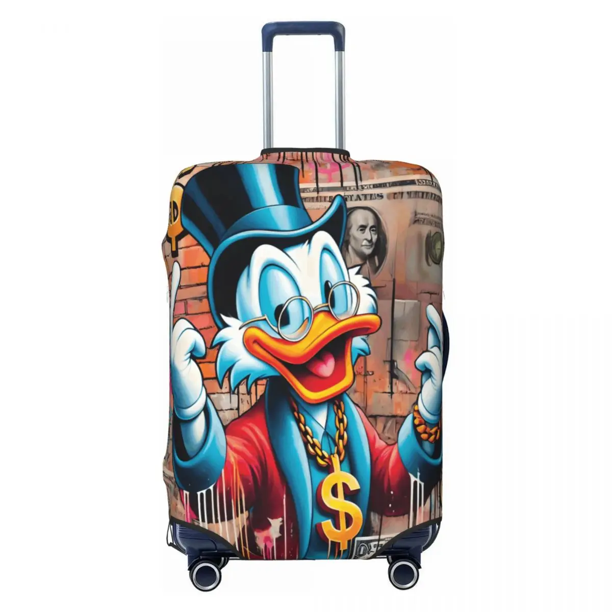 

Donald Duck Scrooge McPato Travel Luggage Cover Washable Suitcase Cover Protector Fit 18-32 Inch