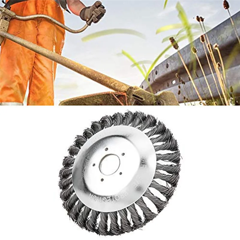 ABGR-Weed Remover Tool Rasenbürste Trimmerkopf 8 Zoll Stahldraht Rad Freischneider Klinge Gartenbedarf Einfache Installation Einfach zu installieren