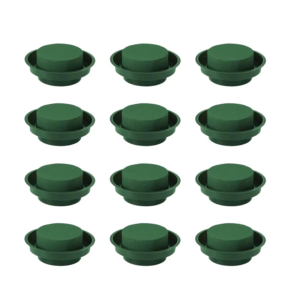 

12 Pcs Water Absorbing Flower Mud Bowls Green Color Floral Foam Durable Practical Lightweight Leak Proof Home Decor