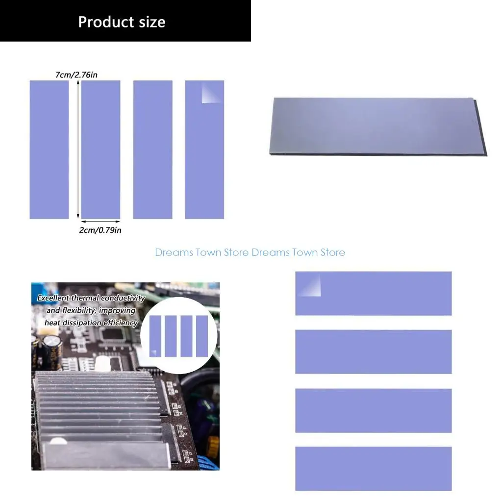

HX6A Multiple Brand Compatible Precise Cut M.2 2280 Ssds NVMe Thermal Cooling Pad High Efficiency Heat Dissipation 4Pieces