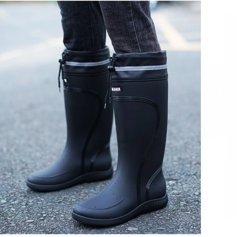2026 أحذية المطر الراقية للرجال والنساء مغلقة مقاومة للمطر ومقاومة للماء قصيرة ومتوسطة الطول بطول الساق أحذية مطاطية برباط مانعة للانزلاق #5