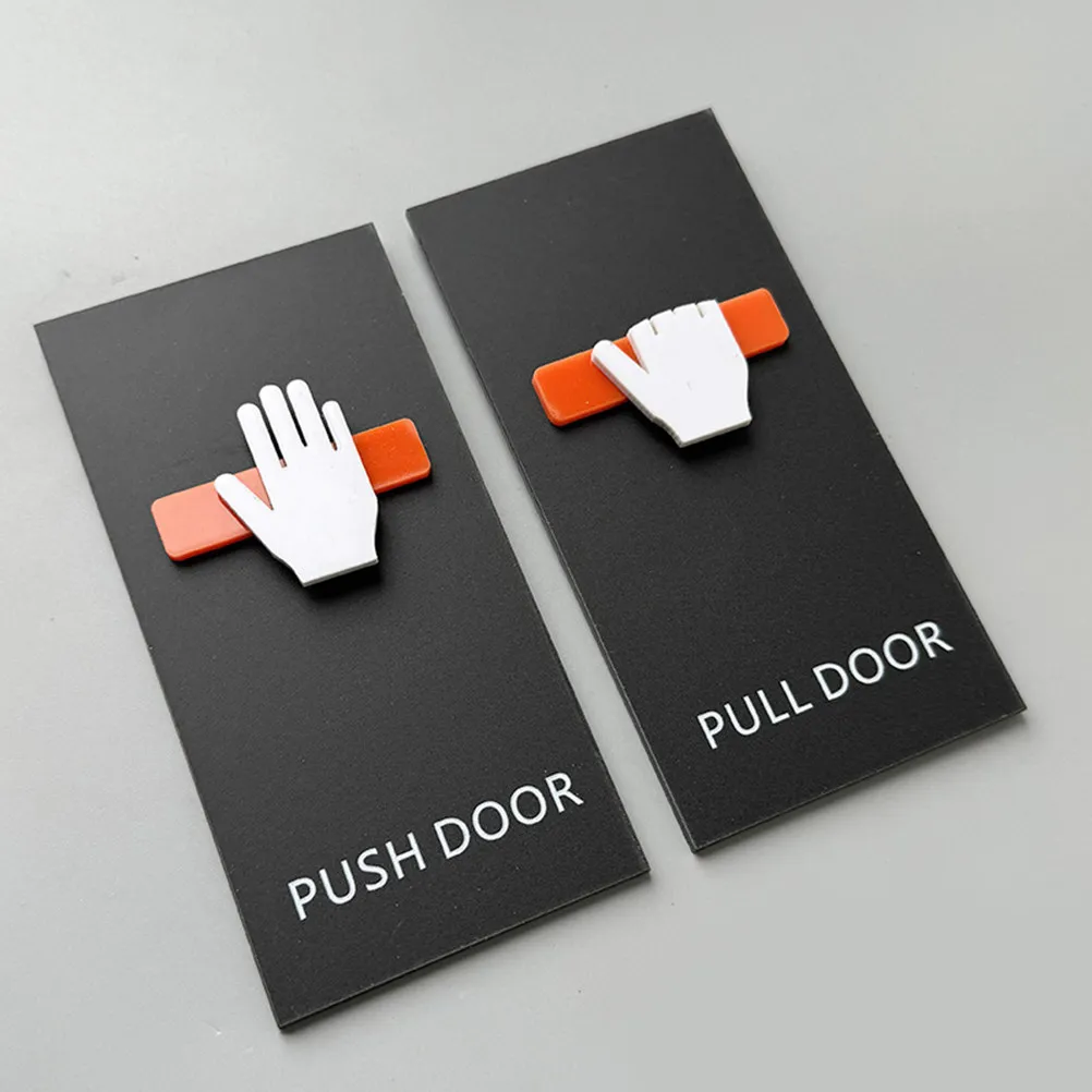 2Pcs Acrylic Push Pull Door Signs Self Adhesive Easy Installation for Office Hotel Restaurant Entrance