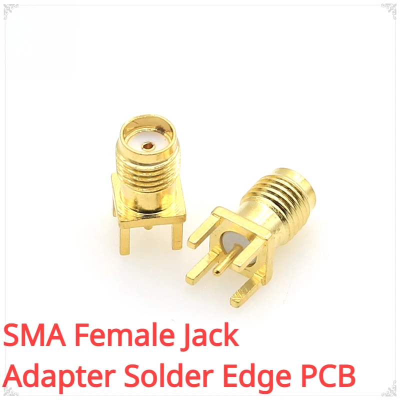 5Pcs SMA Female Jack Adapter Solder Edge PCB Straight Mount RF Copper Connector Plug Socket