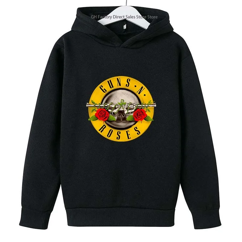 

Kids Famous Rock Band Print Spring Autumn Leisure Hooded Sweatshirts 2-13 Years Boys Girls Casual Outfits Children Top Clothes