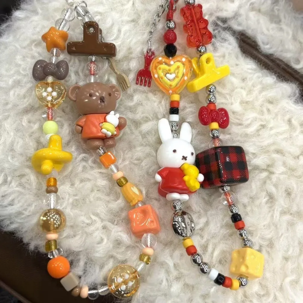 Image of Niedliche Miffy Handykette Boris DIY Handykette Perlen-Schlüsselanhänger Taschenanhänger Kawaii Geschenk Spielzeug