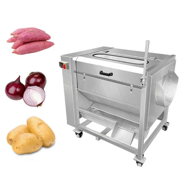 Elektryczna przemysłowa maszyna do czyszczenia i obierania warzyw korzeniowych, marchwi, batatów, owoców i warzyw.