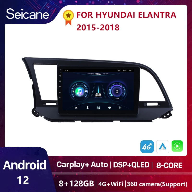 Seicane Car Multimedia Palyer For 2015-2018 Hyundai Elantra 2 Din Android 10.0 HD 1024*600 Touchscreen Car Radio Support Wifi