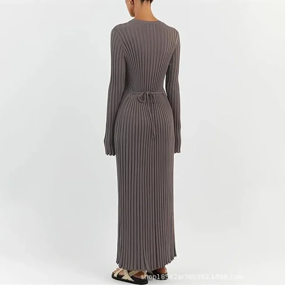 Inverno manga longa bodycon vestidos longos feminino casual solto kintted festa maxi vestido elegante