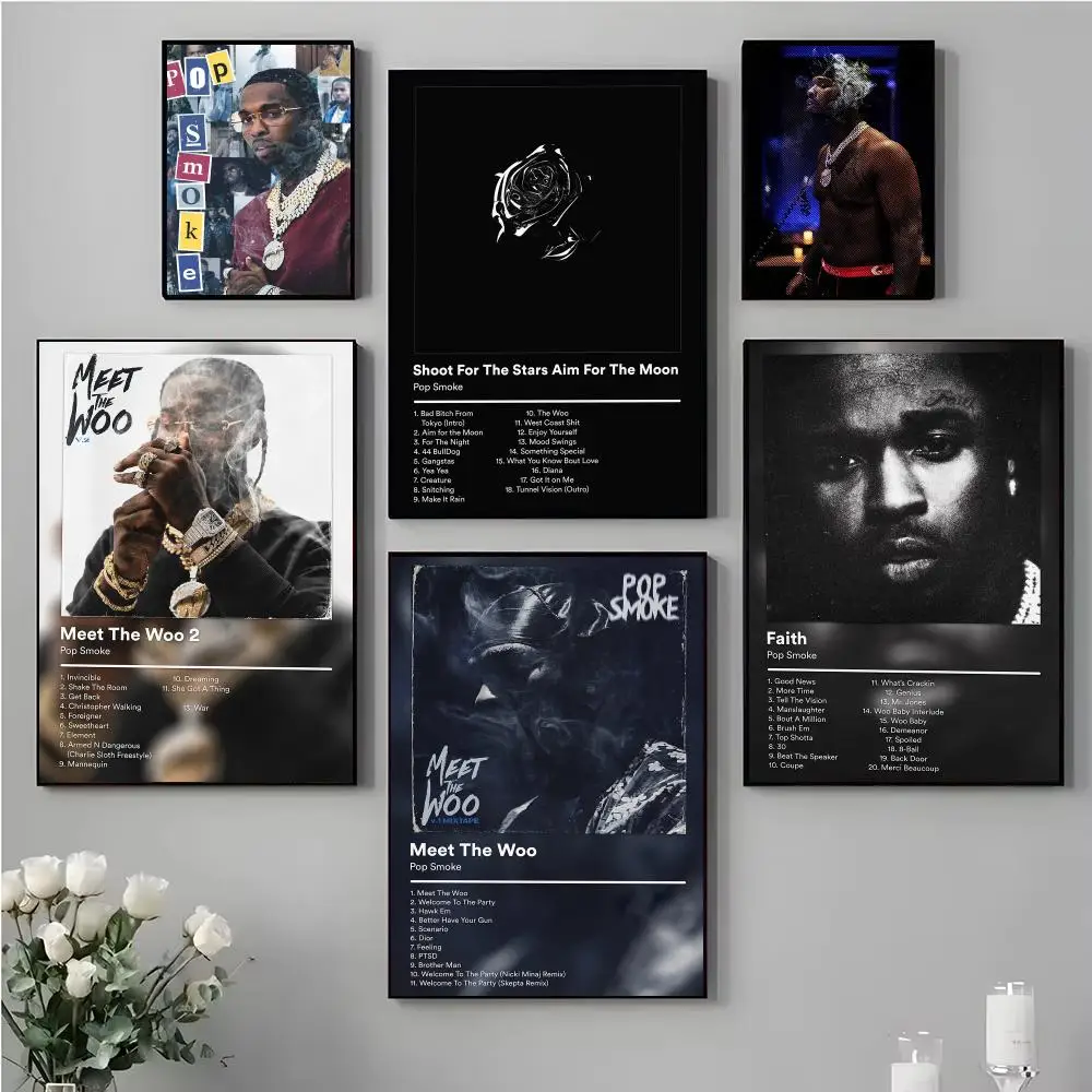 Drill Rap P-Pop Smoke Poster Music Album Wall Art Print Room Decoration for Bedroom Living Room Office Home Decor Gift