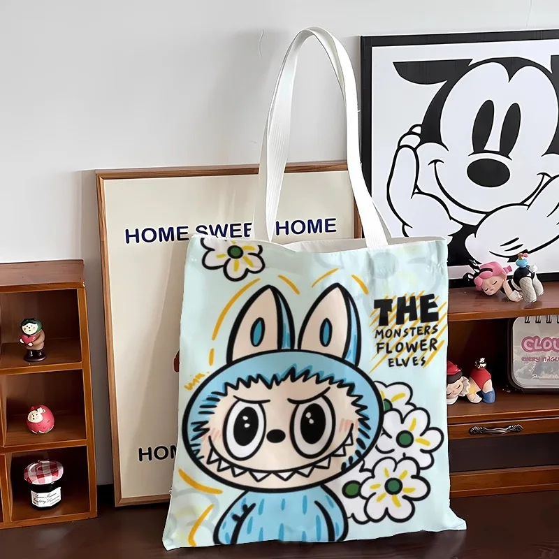 

Labubu Canvas Bag Female Cute Cartoon Shopping HandBag Casual Student Shoulder Bag The Monsters Crossbody Bags