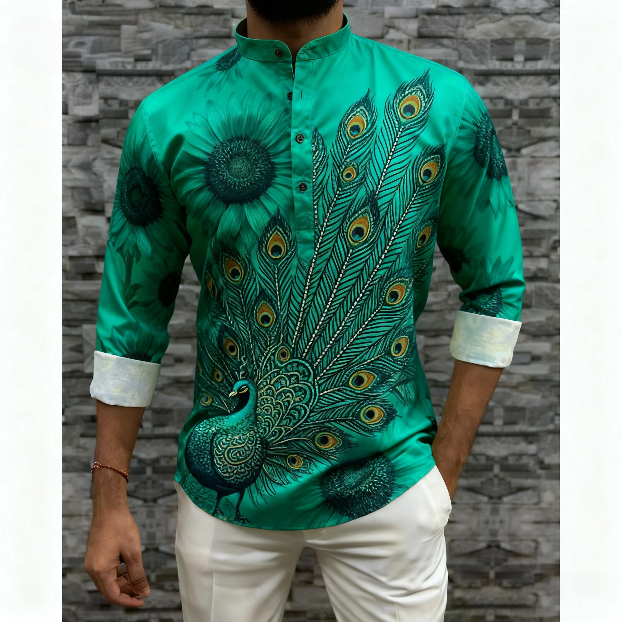 2026 قمصان الرجال المسلمين الصلاة الملابس الفاخرة النمط الأفريقي البرنز فستان مُزين بطباعة ازياء العربية الوطنية النمط المغرب أوم