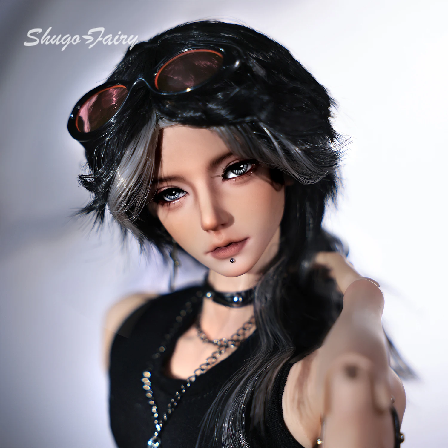 Jaxr A ShugaFairy BJD Doll 1/4 Fullset 90s American Street Punk Rock Striped Cropped Jacket Collectible Gift Ball Jointed Doll