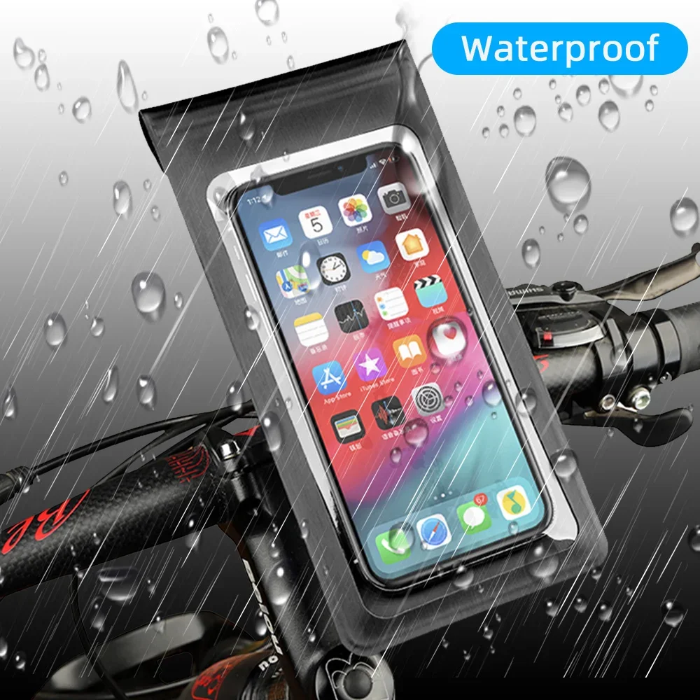 360° Rotation Waterproof Bicycle Phone Bag Case Touch Screen Bike Handlebar Phone Holder Motorcycle Rearview Mirror Phone Stands